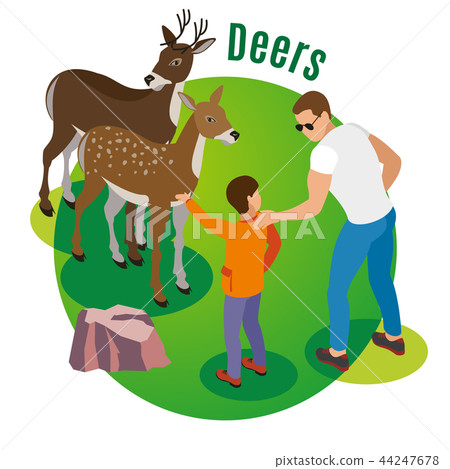 Wild Deers Isometric Background 44247678