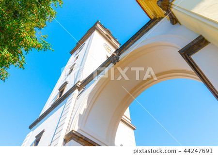 Bell tower at St. Stephen's Cathedral in Litomerice, Czech Republic Bell tower at St. Stephen's Cathedral in Litomerice, Czech Republic 44247691
