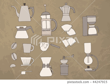 Illustration of coffee utensils - Stock Illustration [44247917