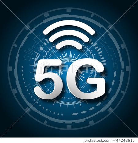 5G cellular mobile communication blue background 44248613