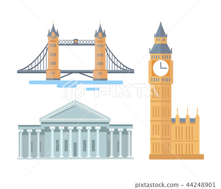 Capitol of USA and Big Ben Vector Illustration 44248901