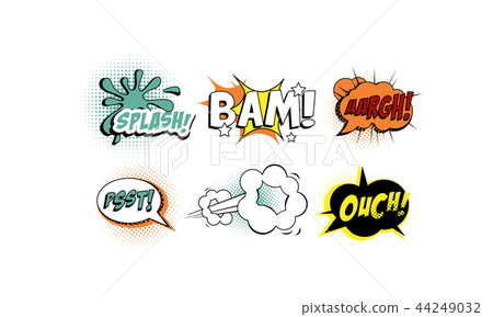 Bright comic speech bubbles set, text sound effects vector Illustration on a white background Bright comic speech bubbles set, text sound effects vector Illustration on a white background 44249032