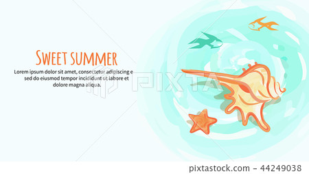 Sweet Summer Banner With Cream Colored Sea Shell Stock