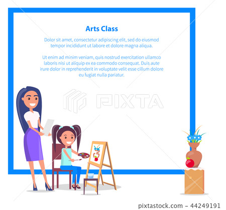 Art Class Banner with Place for Text Girl Teacher 44249191