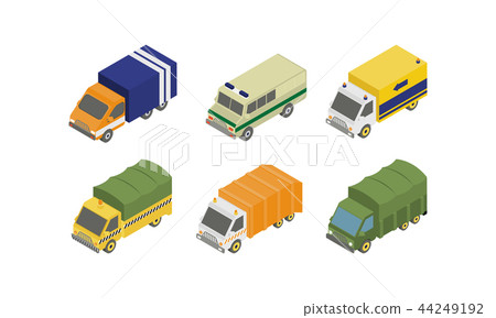 Special services trucks set, municipal specialized vans vector Illustration on a white background Special services trucks set, municipal specialized vans vector Illustration on a white background 44249192