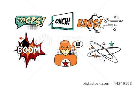 Bright comic speech bubbles set, text sound effects vector Illustration on a white background Bright comic speech bubbles set, text sound effects vector Illustration on a white background 44249198