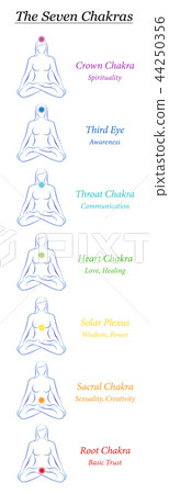 Chakra Seven Symbols Female Body Yoga Energy Bookm 44250356