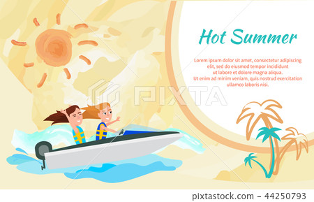 Hot Summer Poster with Place for Text Boating Girl 44250793