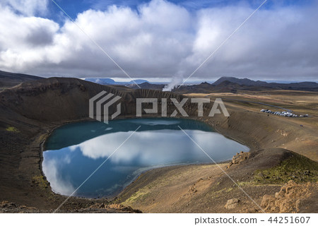 Volcano lake with sky reflection 44251607