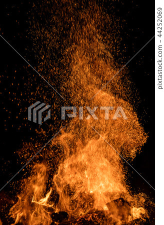 Fire sparks with flames on black background 44252069