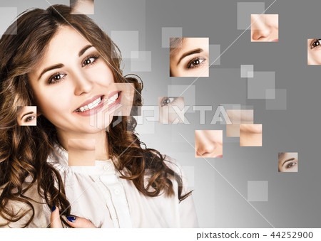 Woman's face collected from different parts. Woman's face collected from different parts. 44252900