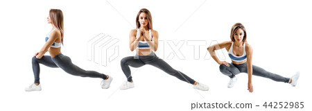 Fitness woman doing lunge exercise. Sport lifestyle concept. Fitness woman doing lunge exercise. Sport lifestyle concept. 44252985