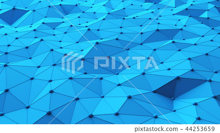 Blue structure of network connection triangle in digital compute Blue structure of network connection triangle in digital compute 44253659