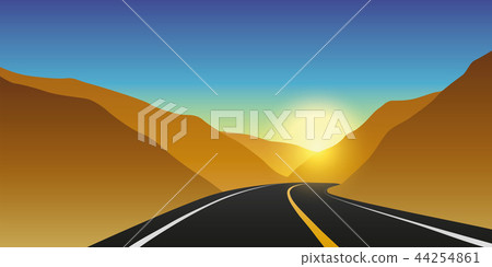 highway mountain road at sunrise autumn landscape highway mountain road at sunrise autumn landscape 44254861