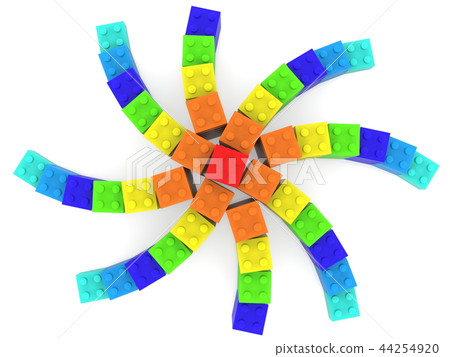 Star built from toy bricks in various colors on wh Star built from toy bricks in various colors on wh 44254920