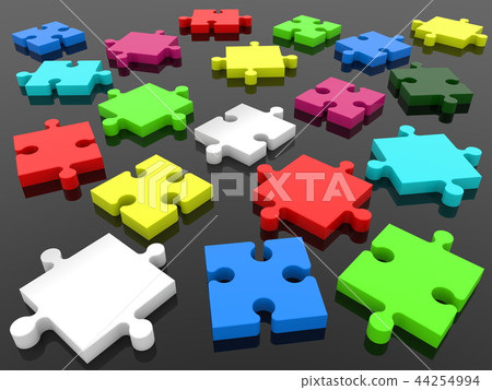Puzzle in various colors on black background Puzzle in various colors on black background 44254994