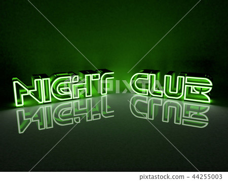 Neon light inscription night club in green color 44255003
