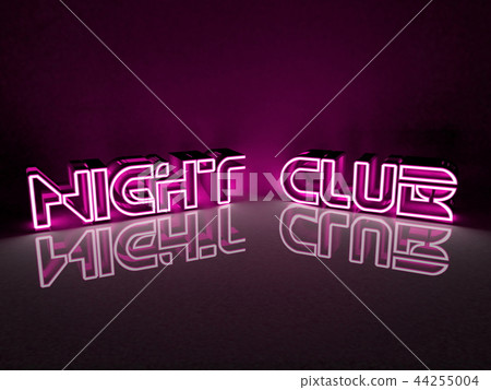 Neon light inscription night club in purple color 44255004