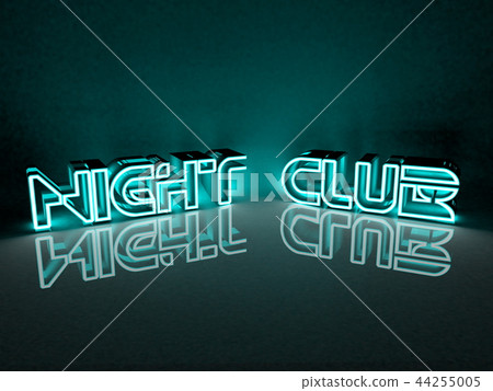 Neon light inscription night club in blue color Neon light inscription night club in blue color 44255005