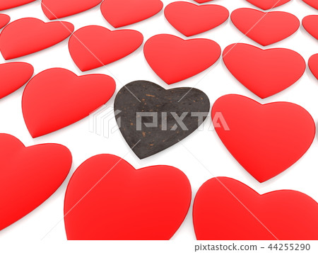 Rusty metal heart among red hearts 44255290