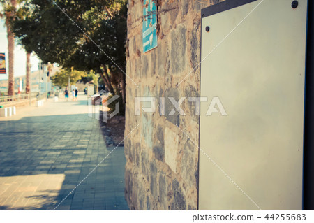 Blank sign on ancient brick wall 44255683