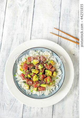 Portion of poke - traditional Hawaiian dish 44255835