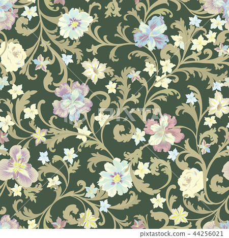 Floral tile pattern. Flower ornamental background. 44256021