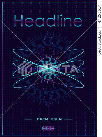 Atom HUD in blue background with numbers Atom HUD in blue background with numbers 44256614