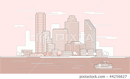 Vector illustration of waterfront city skyline Vector illustration of waterfront city skyline 44256627