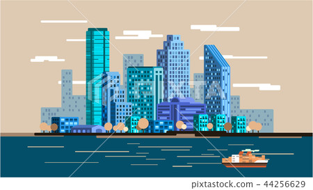 Vector illustration of waterfront city skyline 44256629