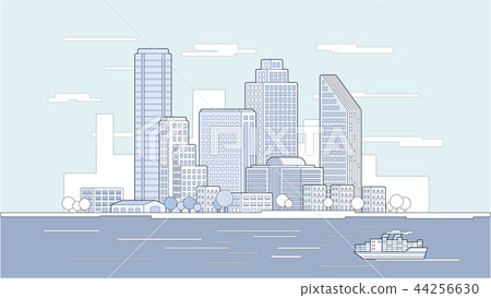 Vector illustration of waterfront city skyline Vector illustration of waterfront city skyline 44256630
