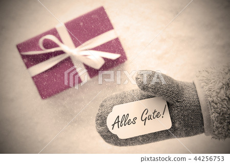 Pink Gift, Glove, Alles Gute Means Best Wishes Pink Gift, Glove, Alles Gute Means Best Wishes 44256753
