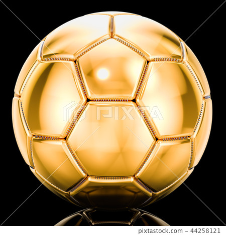 Golden soccer ball on black background 44258121