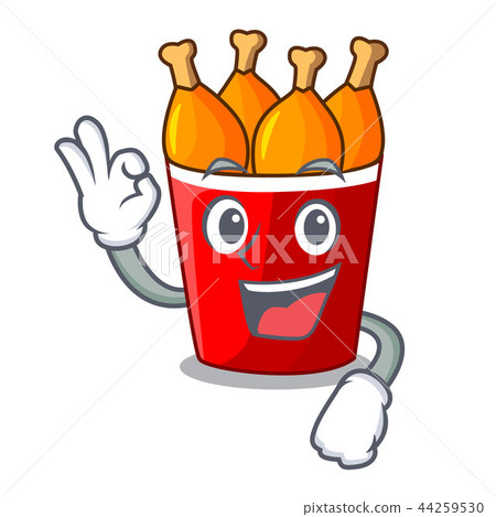 Okay fried chicken in red bucket cartoon 44259530