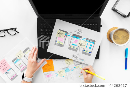 web designer working on user interface at office web designer working on user interface at office 44262417