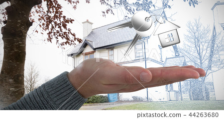 Composite image of cropped hand of man showing hand 44263680