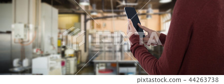 Composite image of waitress using mobile phone against white background Composite image of waitress using mobile phone against white background 44263738
