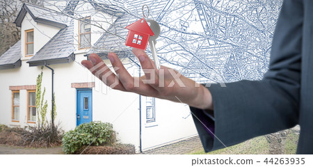 Composite image of cropped image of businessman offering Composite image of cropped image of businessman offering 44263935