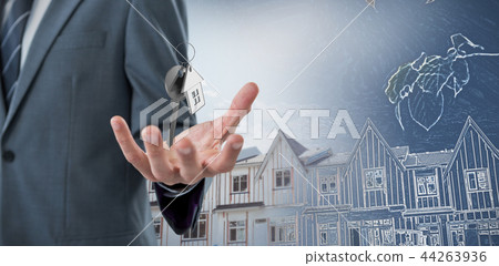 Composite image of midsection of businessman indicating Composite image of midsection of businessman indicating 44263936