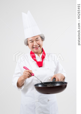 Establishment of restaurant, portrait of woman chef 44265491