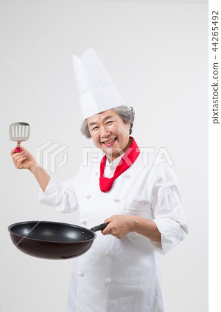 Establishment of restaurant, portrait of woman chef 44265492