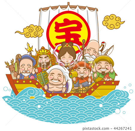 Image illustration of the Seven Lucky Gods and Treasure Ship 44267241