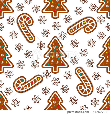 Gingerbread candy seamless pattern 44267702