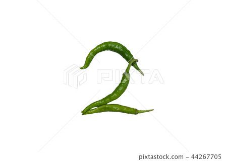 Number 2 made of green pepper 44267705