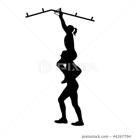 Obstacle race black silhouettes 44267794