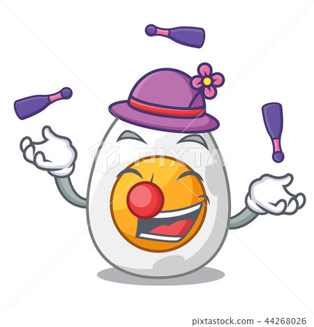 Juggling freshly boiled egg isolated on mascot cartoon 44268026