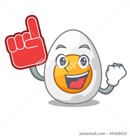 Foam finger freshly boiled egg isolated on mascot cartoon 44268053