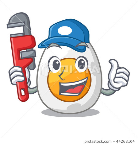 Plumber freshly boiled egg isolated on mascot cartoon 44268104