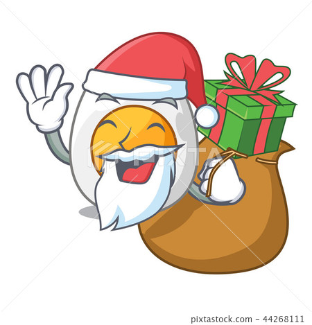 Santa with gift freshly boiled egg isolated on mascot cartoon 44268111