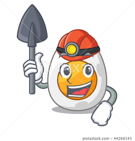 Miner peeled boiled egg on mascot cartoon 44268143